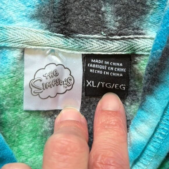 The Simpsons Tie Dye Skeletons on Couch Graphic Hoodie Kangaroo Pocket Men’s XL - Picture 7 of 10